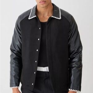 New FAUX SUEDE AND PU SLEEVE HARRINGTON‎ JACKET